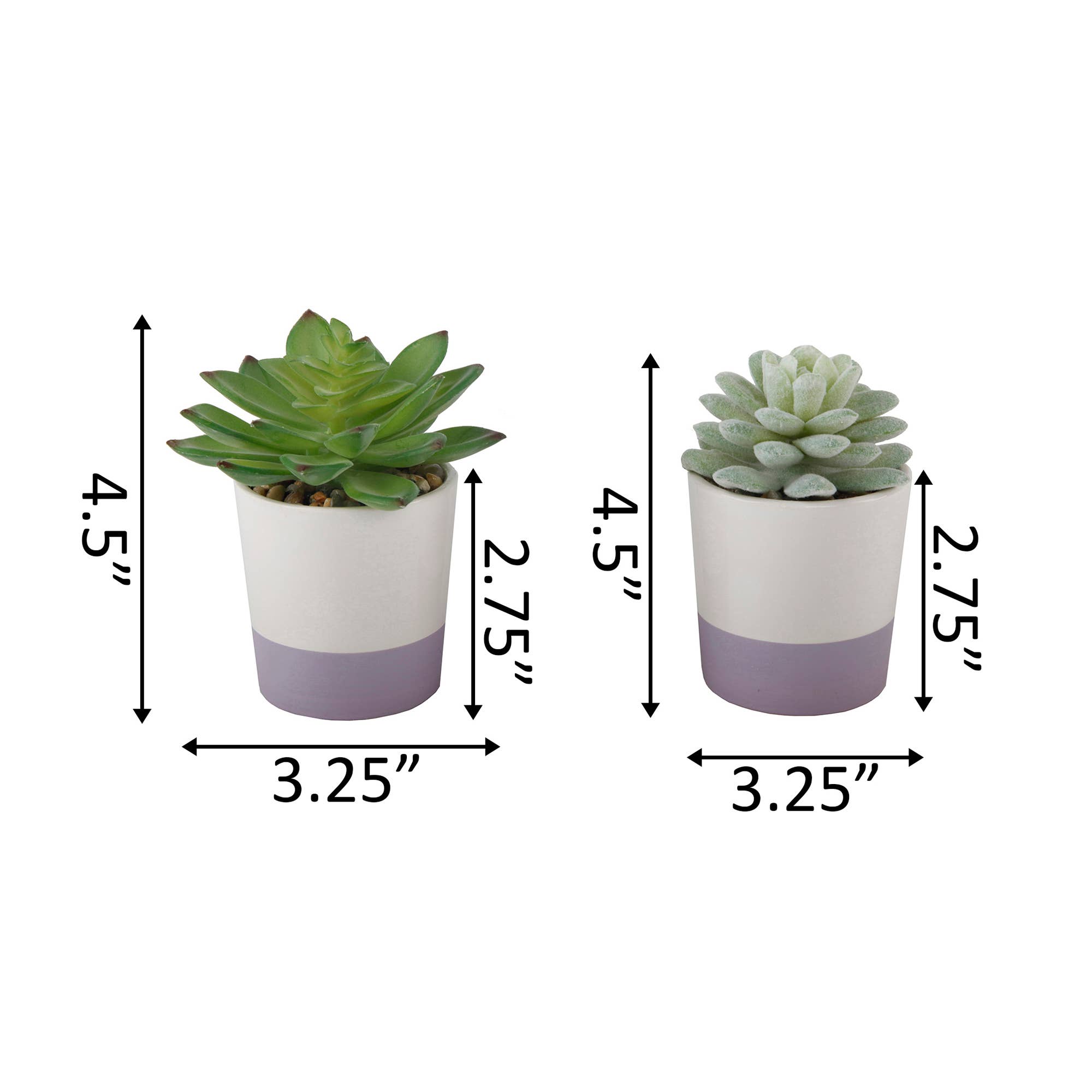 Flora Bunda Inc - Wholesale Artificial Plant - Set of 2 Faux Succulents in Lavender & White Pots1