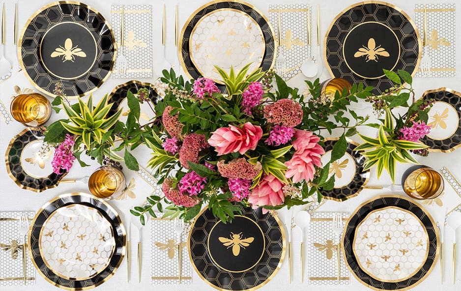 Sophistiplate - Wholesale Disposable Plate - Honeybee Wavy Paper Appetizer/Dessert Bowl/8pk5