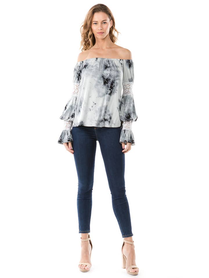 GREY ASTRID OFF SHOULDER TOP (GREY)- VT2166T for wholesale on Faire3