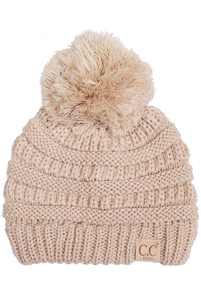 Hana - Wholesale Beanie - Kids - C.C Kids Solid Knit Pom Beanie0