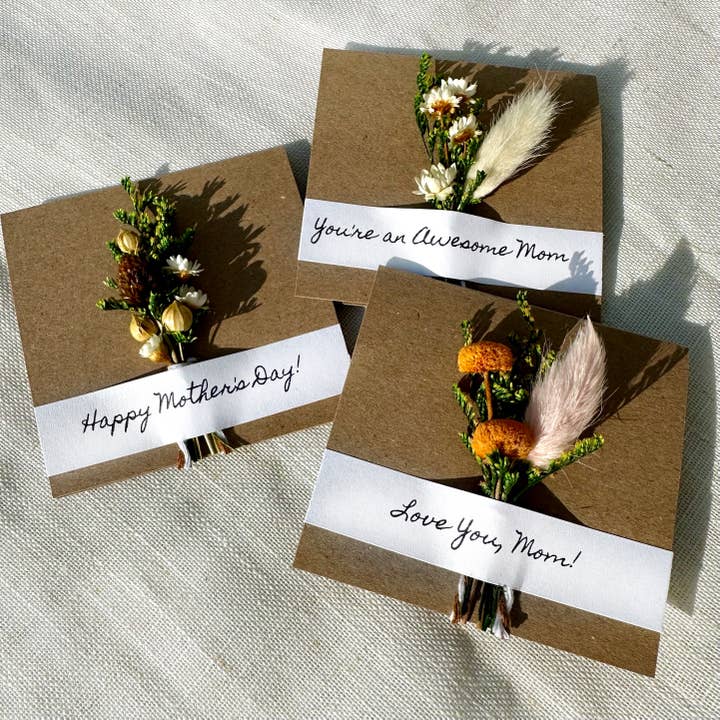 Mother's Day Mix Mini Dried Woodland Floral Bouquet Cards for wholesale by CA Studios