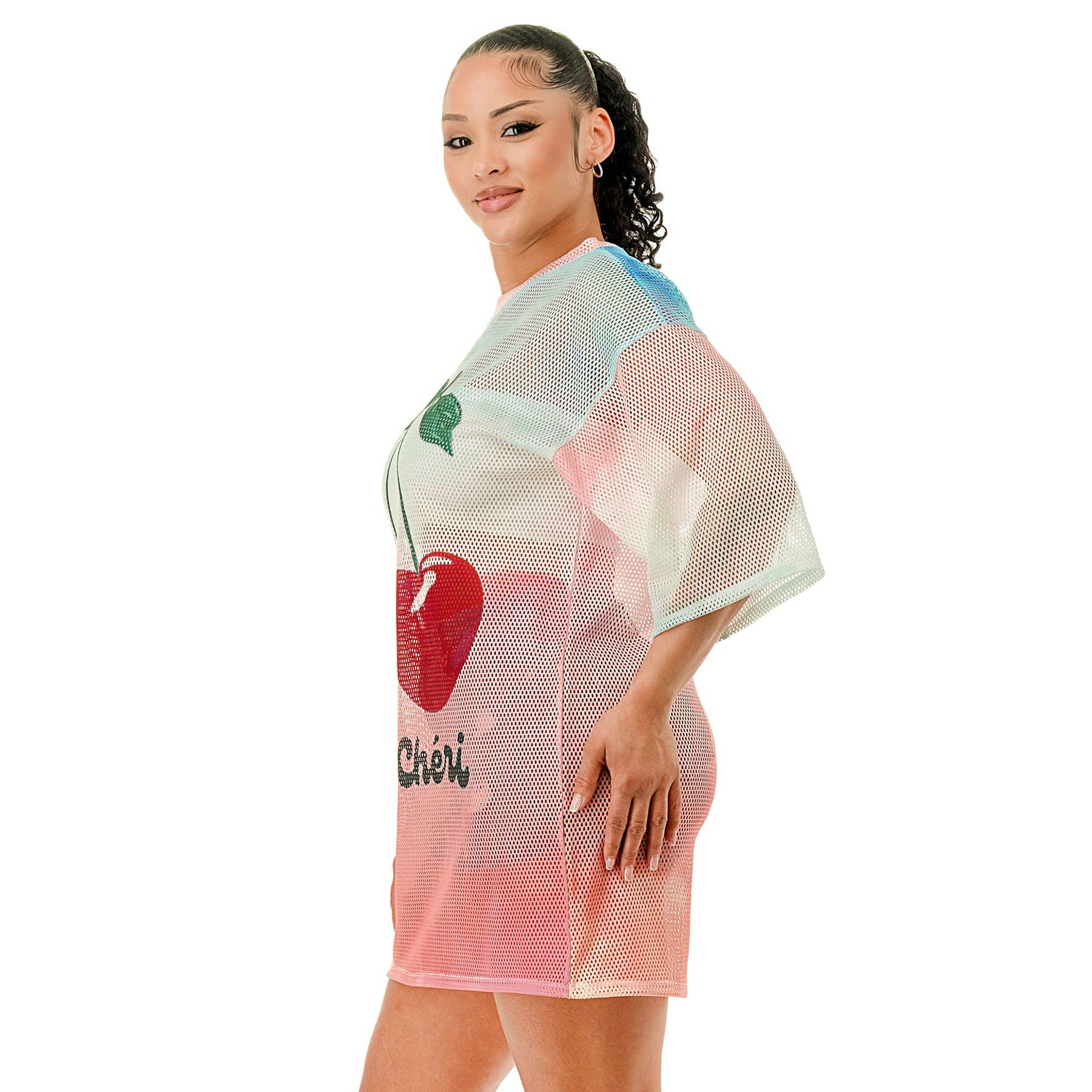 DORCAS – T-shirt – Mulher por atacado – T-shirt de Manga Curta em Rede com Corte Largo7