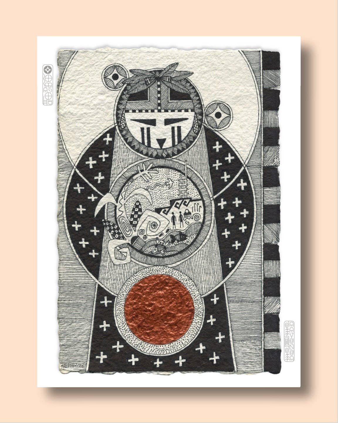 Fourth World Design - Wholesale Art Print - Muuyaw Mómoki -  The Moon Becoming Eclipsed2