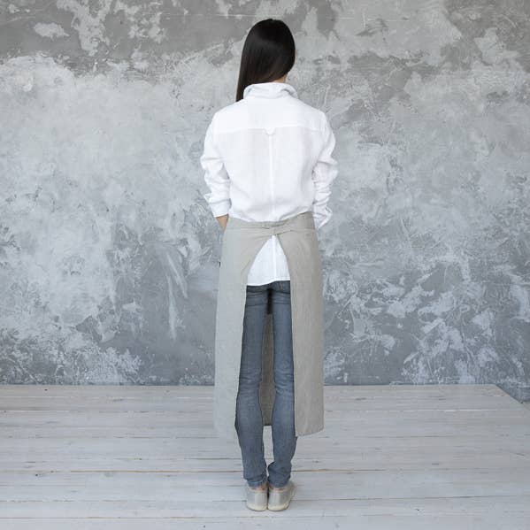 LinenMe - Wholesale Apron - Linen Chef's Apron Taupe Stone Washed1