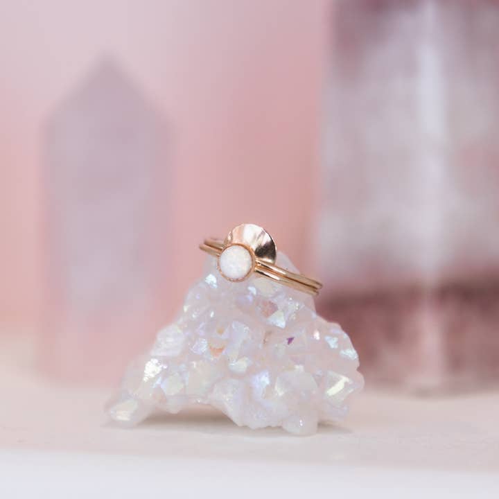 Mineral and Matter - Wholesale Single Stone/Solitaire Ring - Medium Opal Ring 14k Gold Filled Stacking Band Handmade5