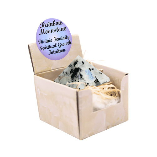 Green Tree - Wholesale Spiritual Stone/Crystal - Rainbow Moonstone Display ( 3 Pieces of 4 Shapes )4