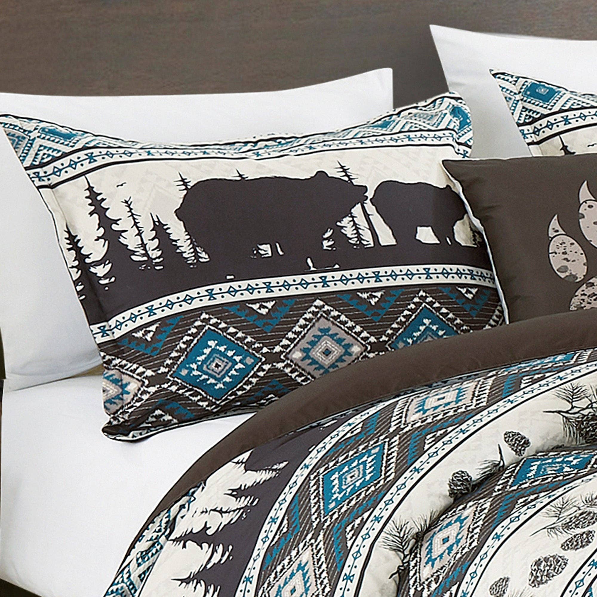 Linen Mart - Wholesale Bedding Set - Big Bear Southwest Turquoise Aztec Comforter - 6 Piece Set2