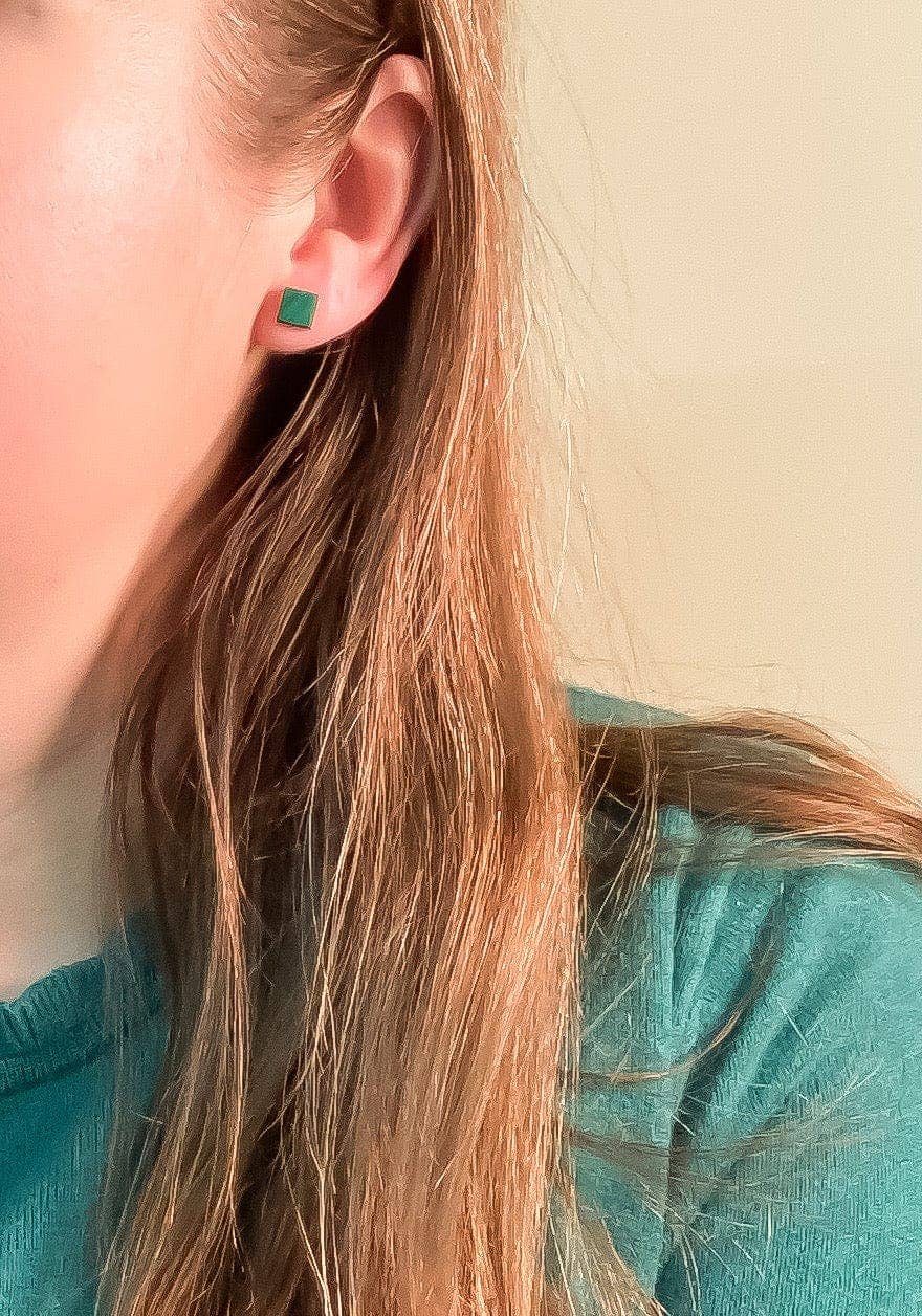 Michelle Starbuck Designs - Wholesale Stud/Post Earrings - Lapis + Malachite Mismatched Studs3