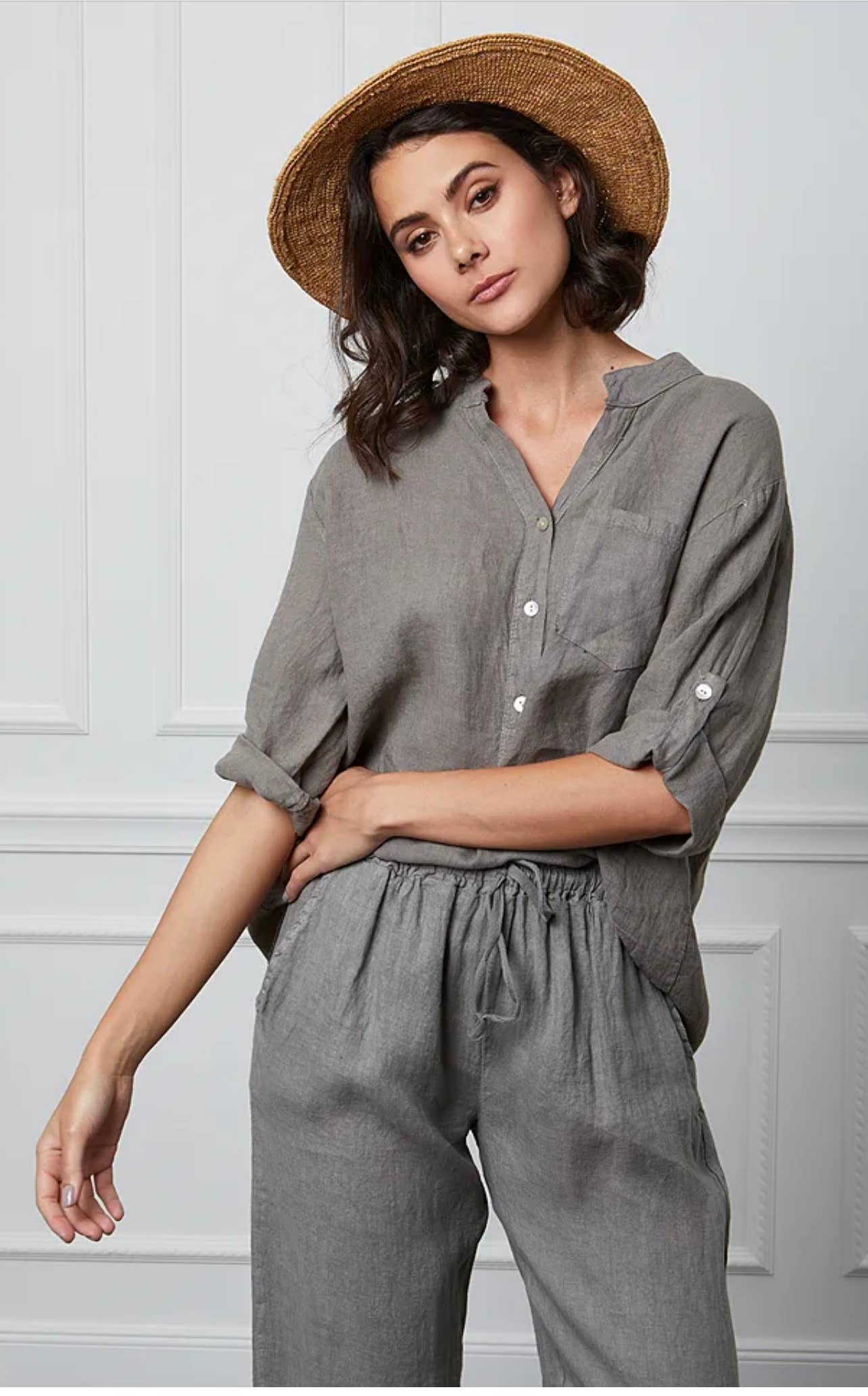 LÉA & LUC - Wholesale Button Down Shirt - Women's - 100% Linen Blouse REF. 636710