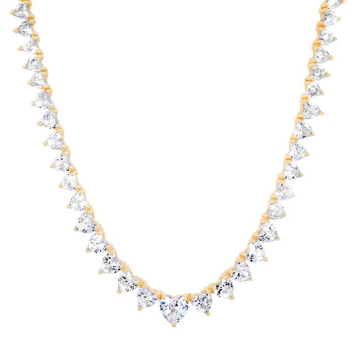Heart Shaped CZ Tennis Necklace for wholesale by Tai Jewelry