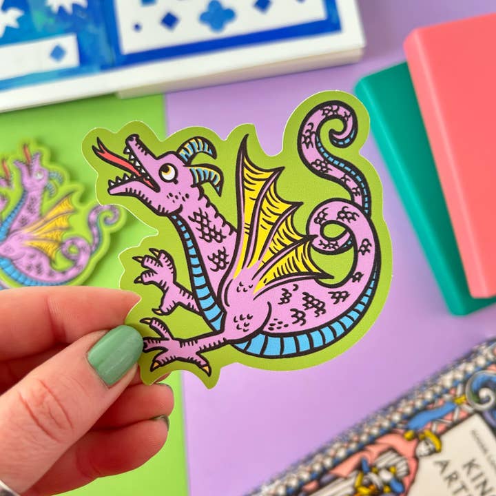 Stacey McEvoy Caunt - Wholesale Sticker - Dragon Medieval Marginalia Vinyl Sticker1