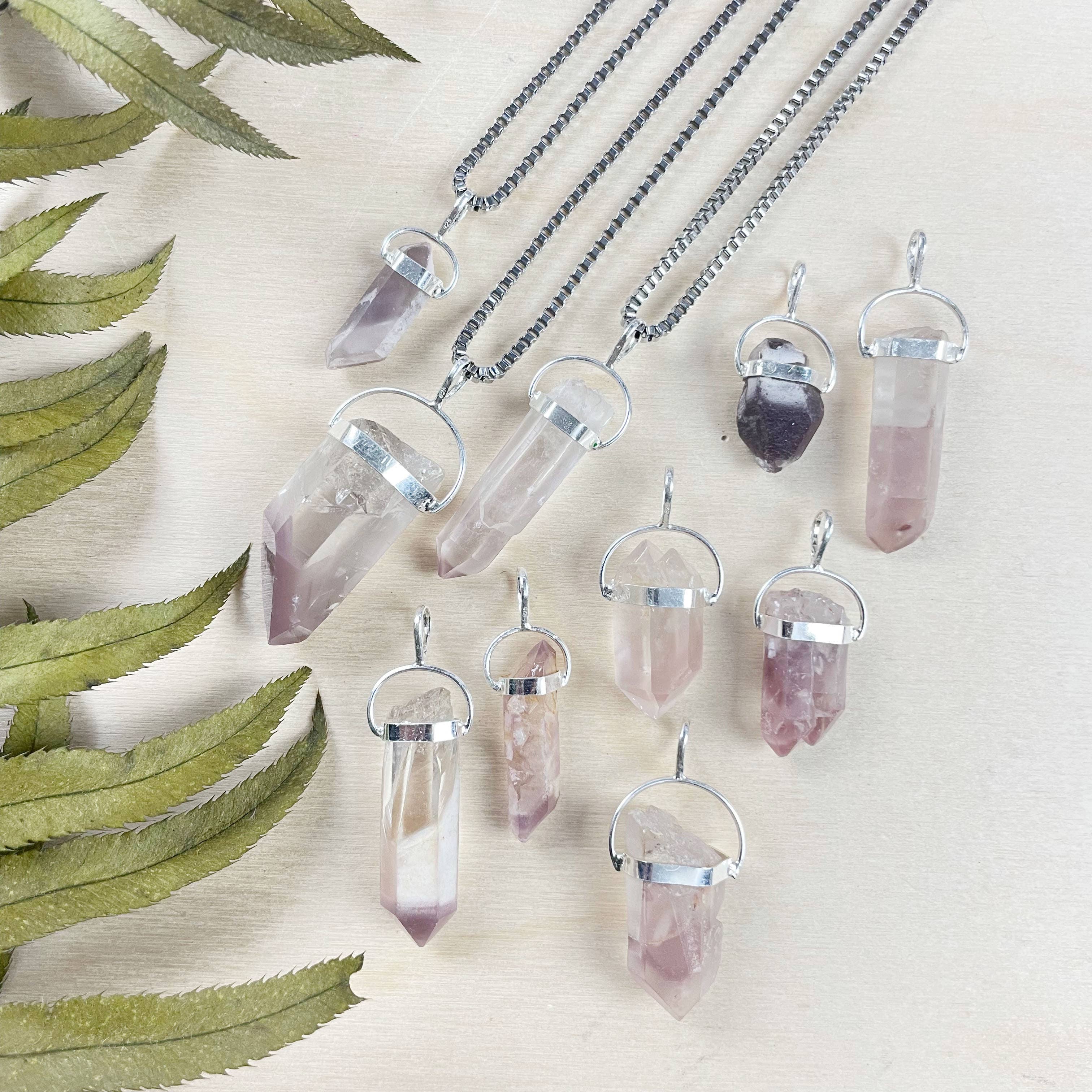 Ewelina Pas Jewelry - Wholesale Pendant/Charm Necklace - Silver Lithium Quartz Slice Necklace0