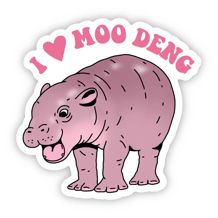 I Love Moo Deng Hippo Sticker for wholesale by Big Moods