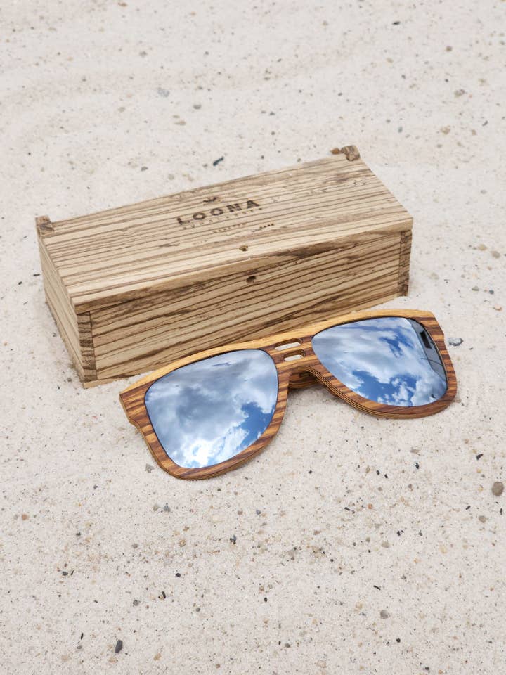Gafas de sol de madera Solar Shield Zebrawood para venta al por mayor de Loona