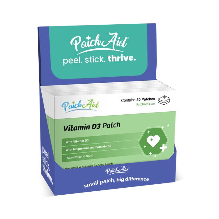 PatchAid – Großhandel Nahrungsergänzungsmittel/Vitamin zum Einnehmen – Vitamin D3 mit K2-Pflaster — Unterstützung für Knochen, Herz und Immunsystem