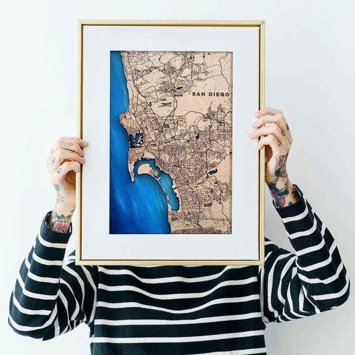 Plan de ville personnalisé gravé au laser pour la vente par Kustwood