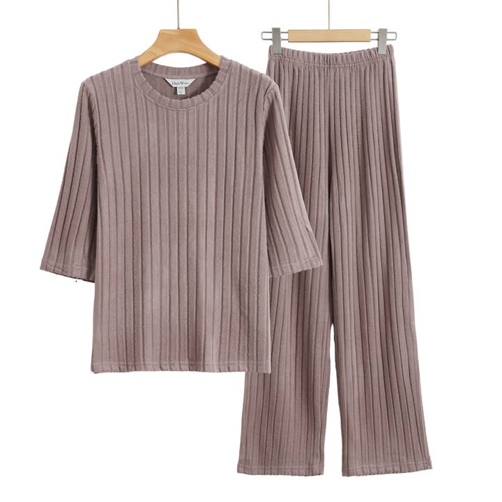 DrifWoo – wholesale Lounge set – Women's – Ribbed Knit Pajama Set – Cozy Winter Loungewear Outfit1