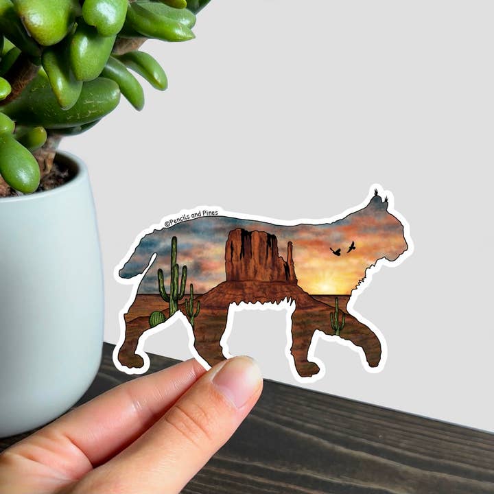 Pencils and Pines - Wholesale Sticker - Desert Bobcat Waterproof Sticker2