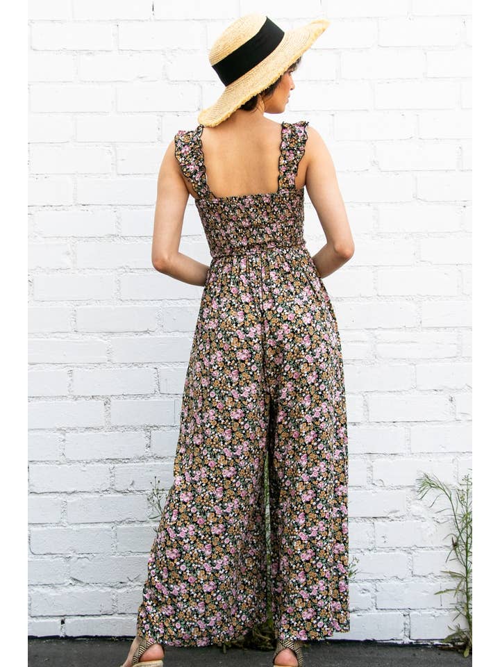 Elloh Collection - Wholesale Jumpsuit - Women's - Super Comfy Ruffle Strap Smocked Floral Jumper Jumpsuit11