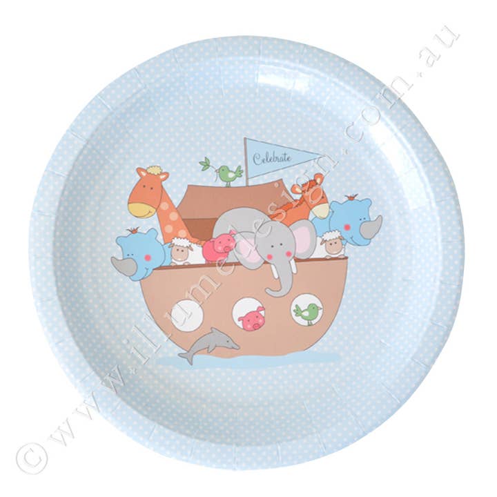Noahs Ark Blue Large Plate - Pack of 12 for wholesale by Illume Partyware