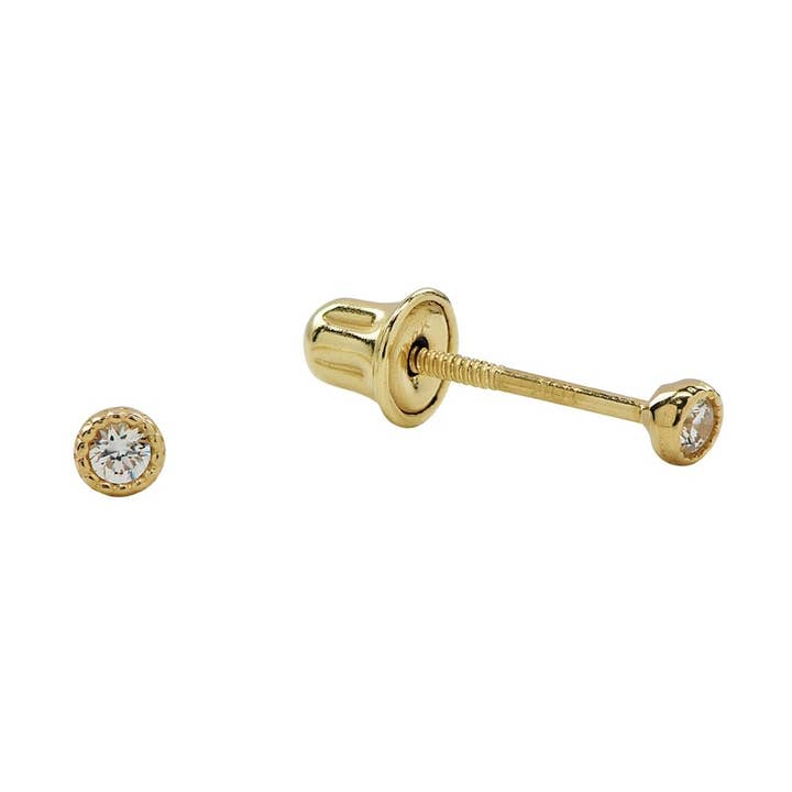 10k Solid Gold CZ Scalloped Studs for wholesale by Ofina Jewelry