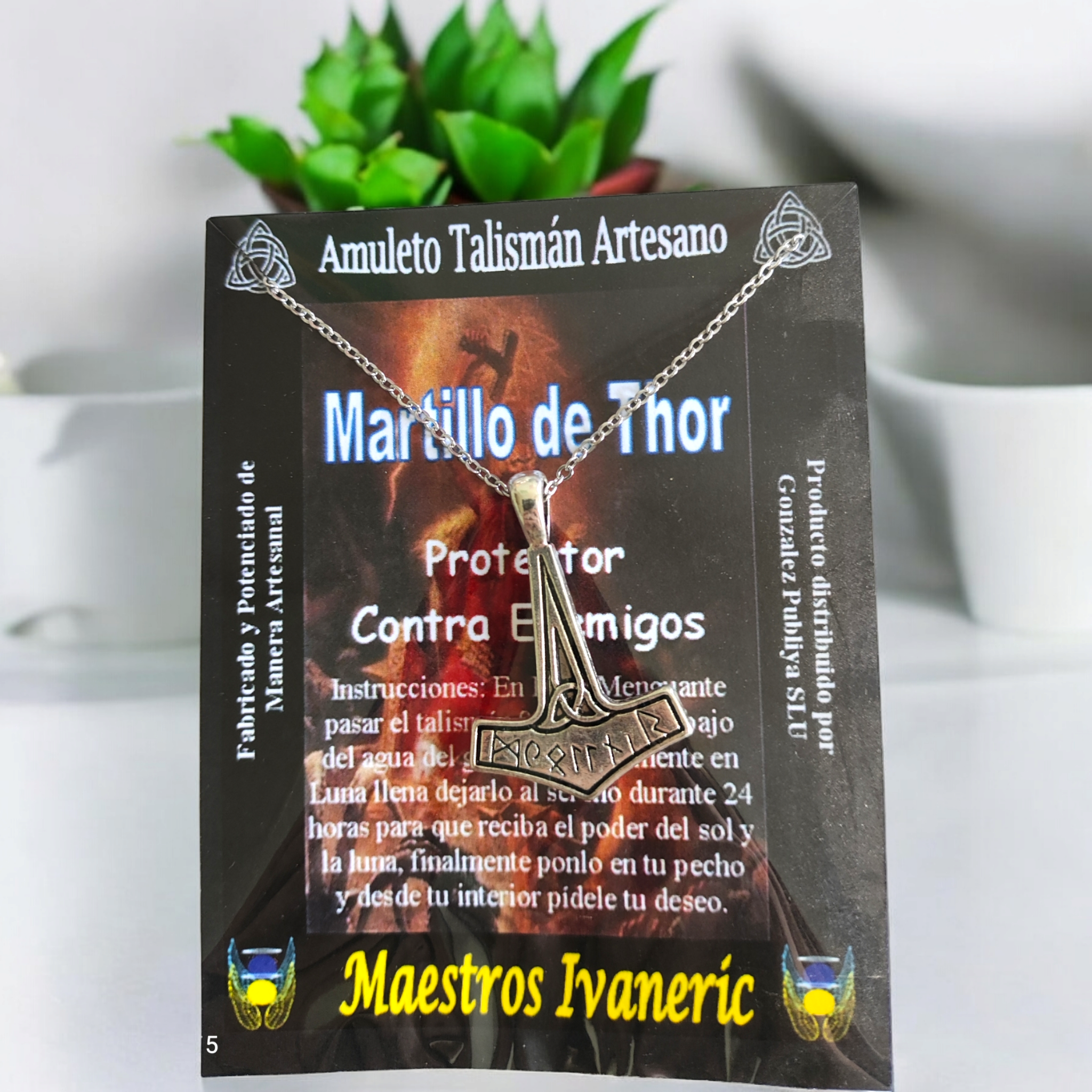 Magic Moon - Venta al por mayor Collares con colgantes/abalorios - Talismán Amuleto Martillo de Thor1