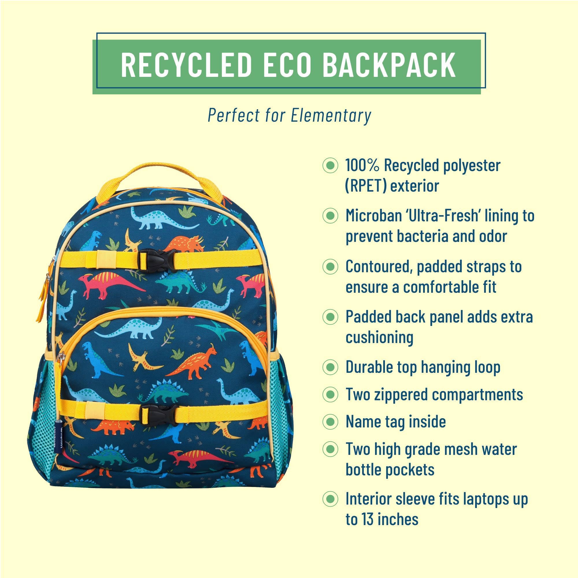 Wildkin - Wholesale Backpack - Kids - Jurassic Dinosaurs Medium Eco Backpack - 12L1