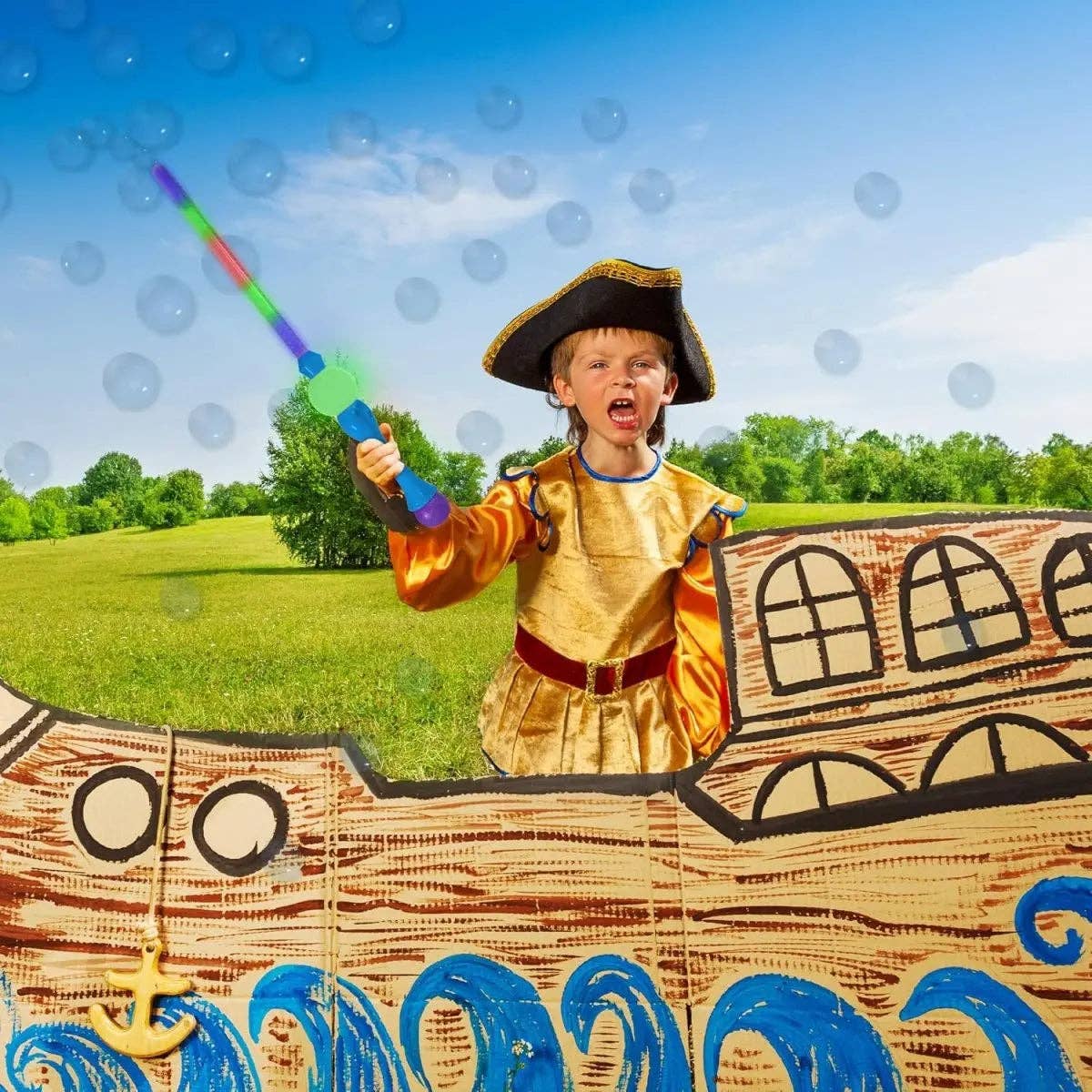 Party Expo, LLC - Wholesale Bubble Wand - Kids - 31.5"  Bubble Sword Blue with 2 Bubble Solution6