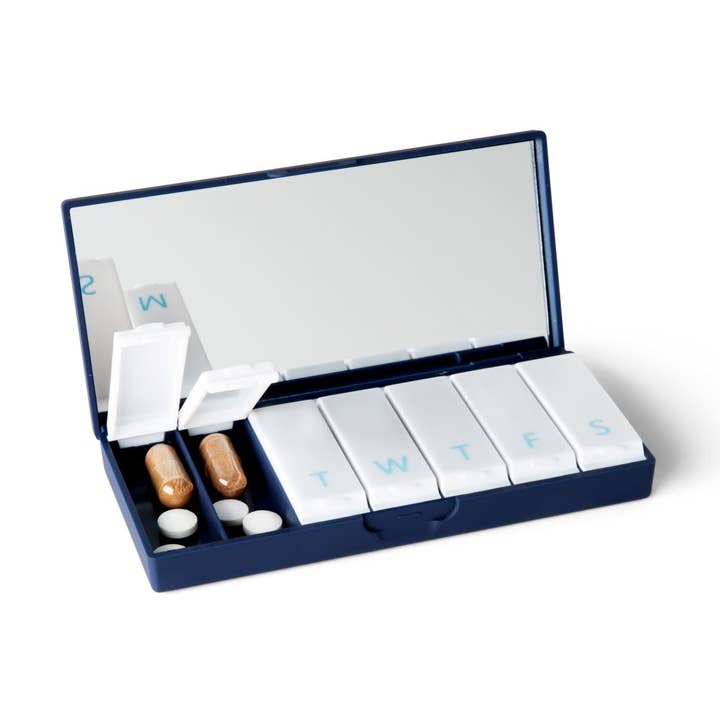 Navy Blue Pill Box for wholesale by Port and Polish