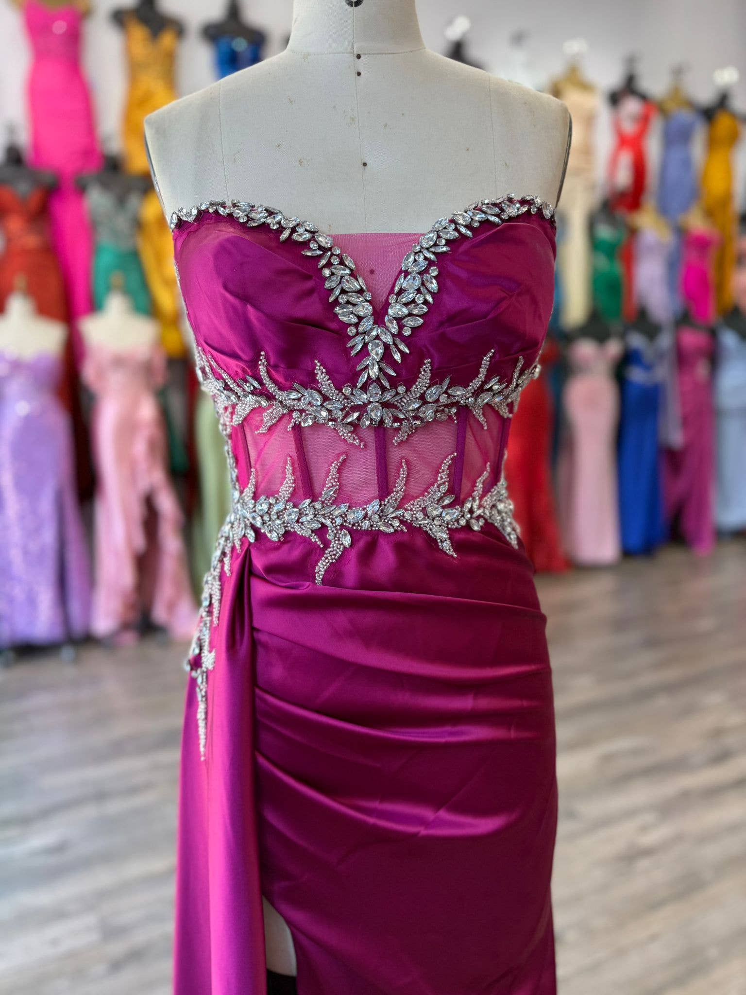 La Veneto - Wholesale Dress - Women's - FOR FITTED SATIN MIX WITH STONE