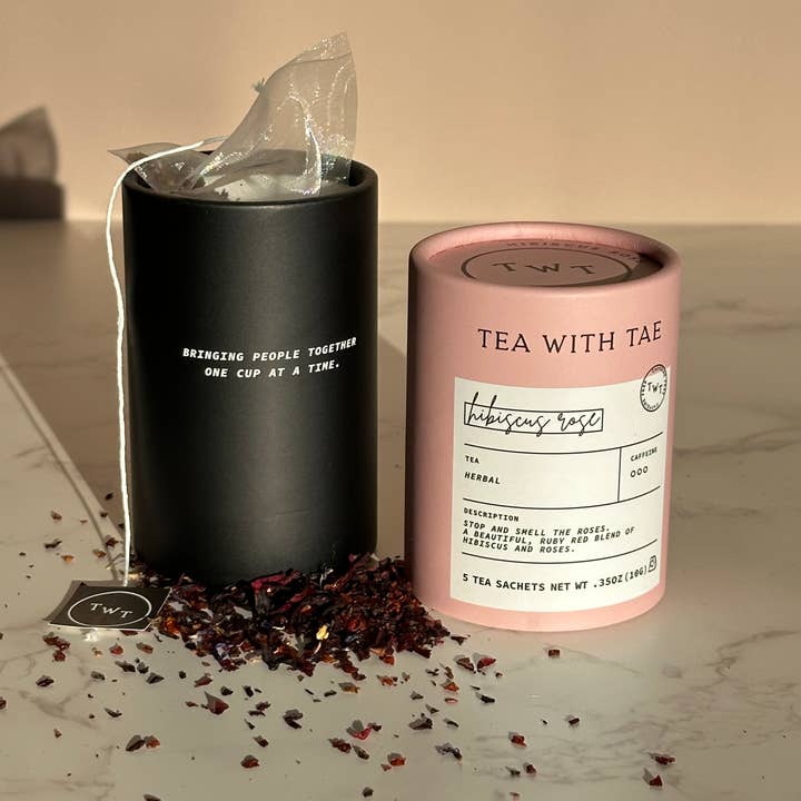Tea with Tae - Wholesale Tea Bags - Hibiscus Rose Herbal Mini Tube Gift (5 tea bags)