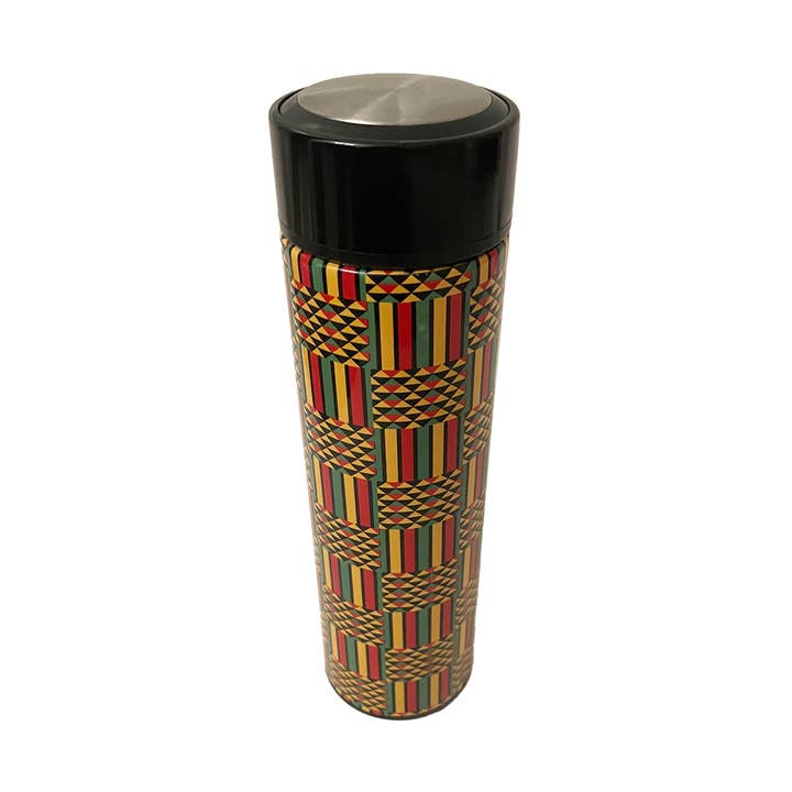 Bouteille d'eau en acier inoxydable isolée avec imprimé tribal Maasai pour la vente par African Collections
