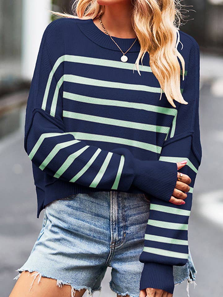 Lily Clothing - Wholesale Knit Sweater - Women's - WOMEN OVERSIZED SHORT HEM CREW NECK JUMPER TOP_CWOSWL032816