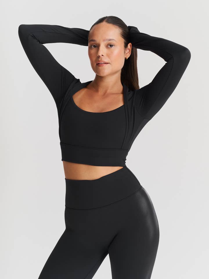 Sisterly Tribe - Wholesale Athletic Top - Women's - Softsculpt Bolero Long Sleeve Top - Black