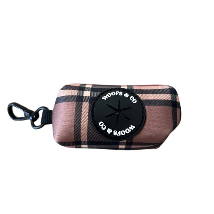Poop Bag Holder - Tartan Tan Beige Woof Collection for wholesale by Woofs & Co