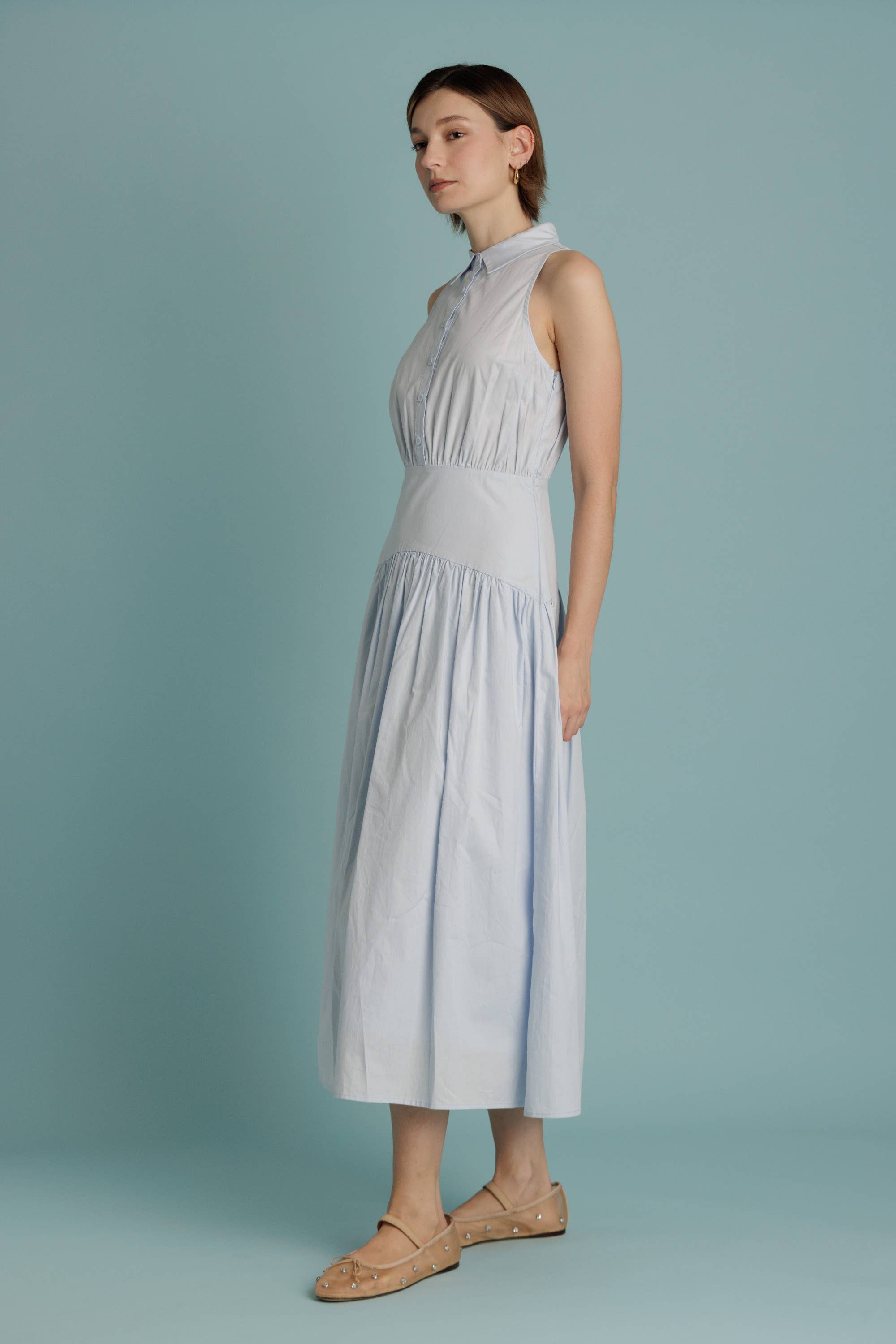 Aureum - Wholesale Dress - Women's - AD2344 - CURVED YOKE MIDI SHIRT DRESS1