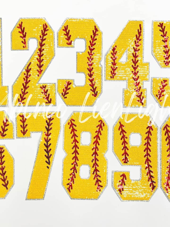 Sequin Softball Numbers Patch - Large for wholesale by ABLNco