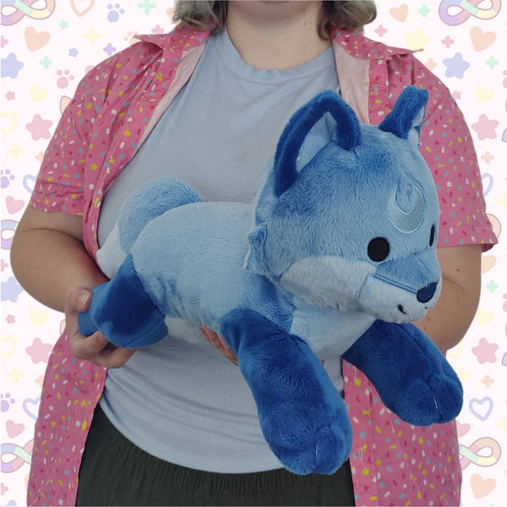 luca the dyslexia fox laying cuddle plushie! for wholesale by Hannimations