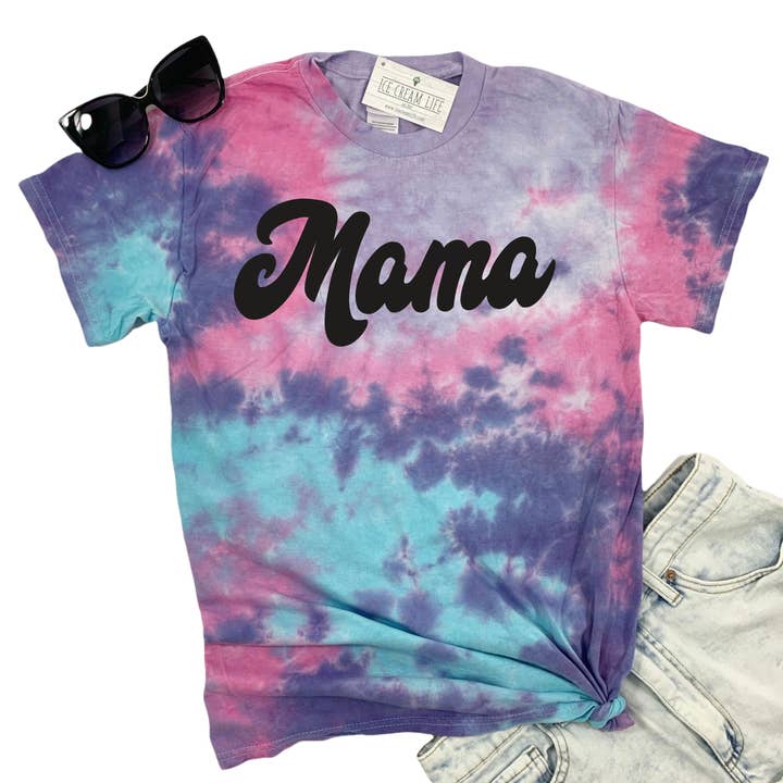Maglietta Mama Tie Dye Zucchero Filato, Magliette Mama Mini, Regalo per Mamma per la vendita all'ingrosso da parte di Ice Cream Life