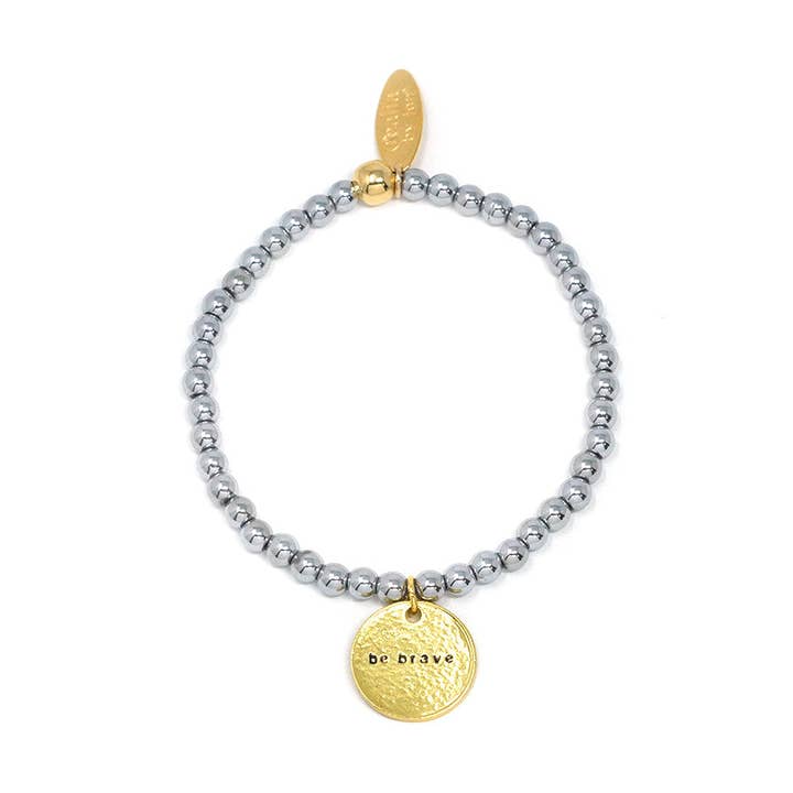 Be Brave Hematite Bracelet (silver/gold mix) for wholesale by realia by jen