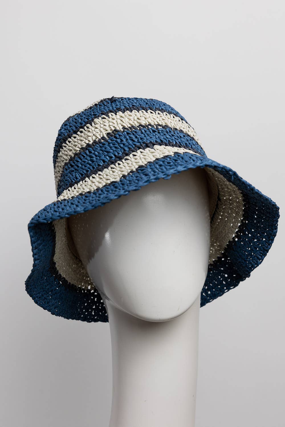 Leto Accessories - Wholesale Bucket Hat - Women's - Crochet Stitched Striped Pattern Bucket Hat1