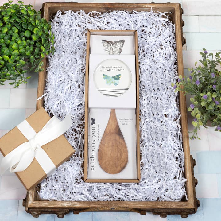 Pavilion – Großhandel Löffelablagen – Mother - 4-Zoll-Löffelablage mit dekorativem Bambuslöffel3