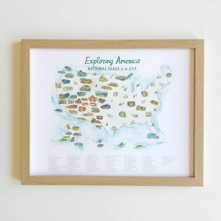 National Park Map Checklist for wholesale by Erin Vaughan Illustration