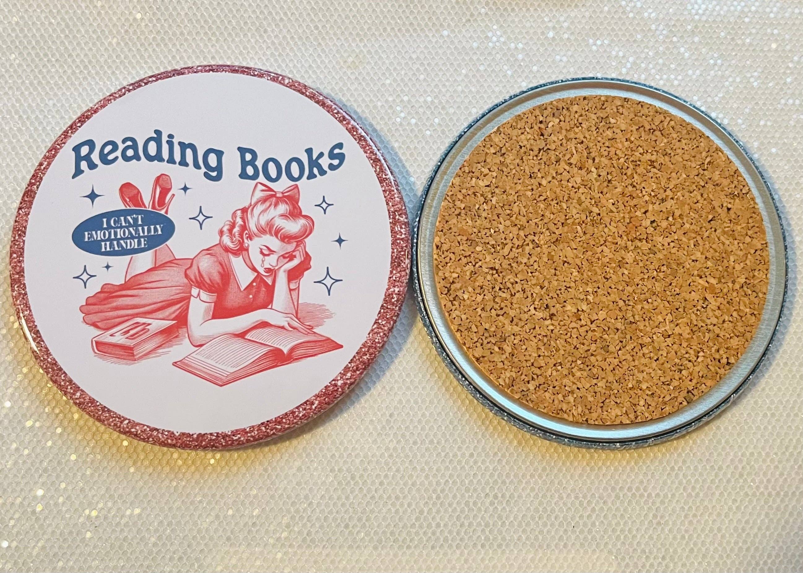 Stuck On Joy - Wholesale Coasters - READING BOOKS I CAN'T EMOTIONALLY HANDLE FUNNY 3.5" COASTER0