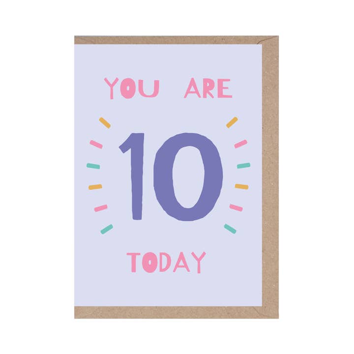 10° compleanno - Oggi compi 10 anni - Età - Biglietti per bambini - Dieci per la vendita all'ingrosso da parte di Rumble Cards