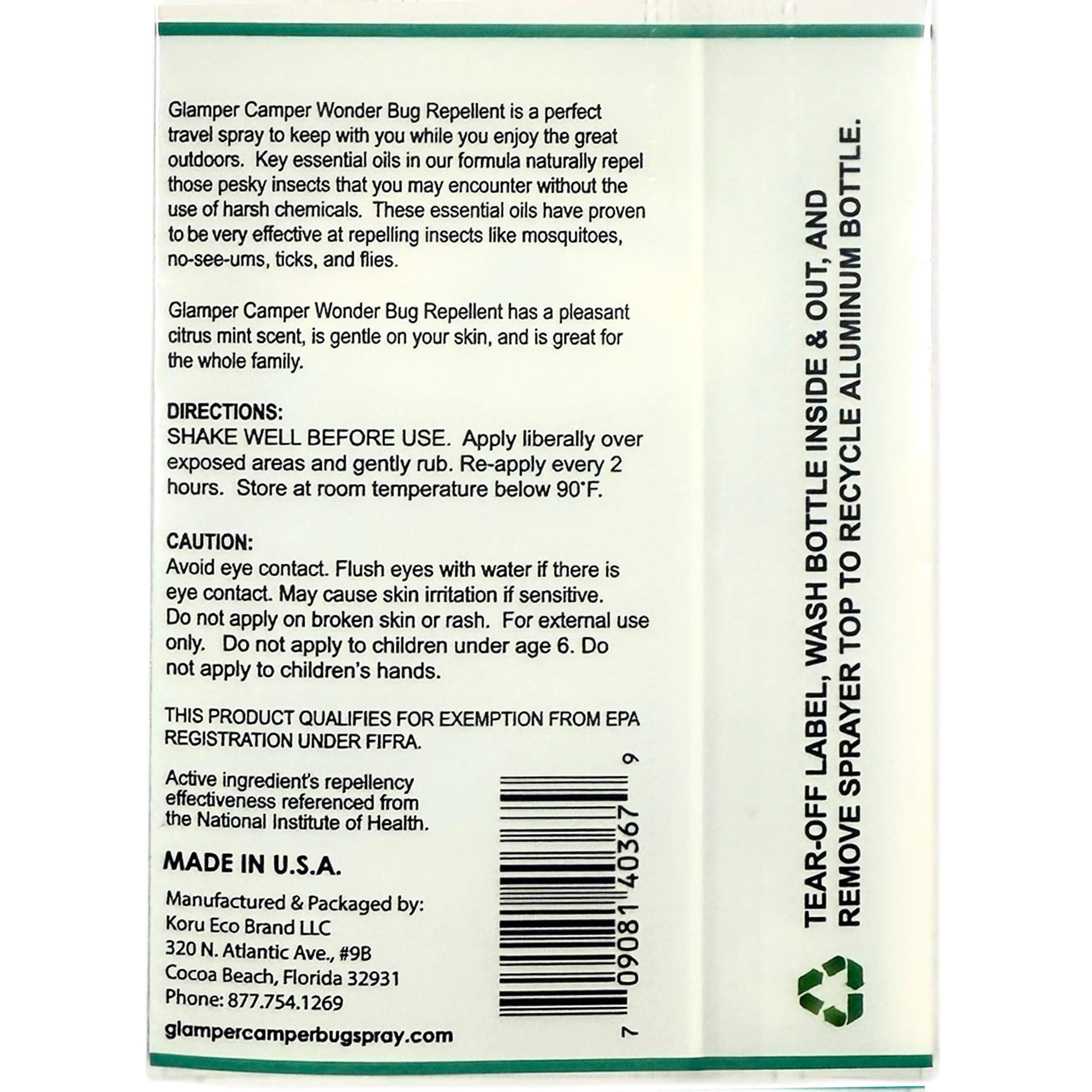 Koru Eco Brand – Repelente de insetos por atacado – Repelente de insetos Glamper Camper Wonder4