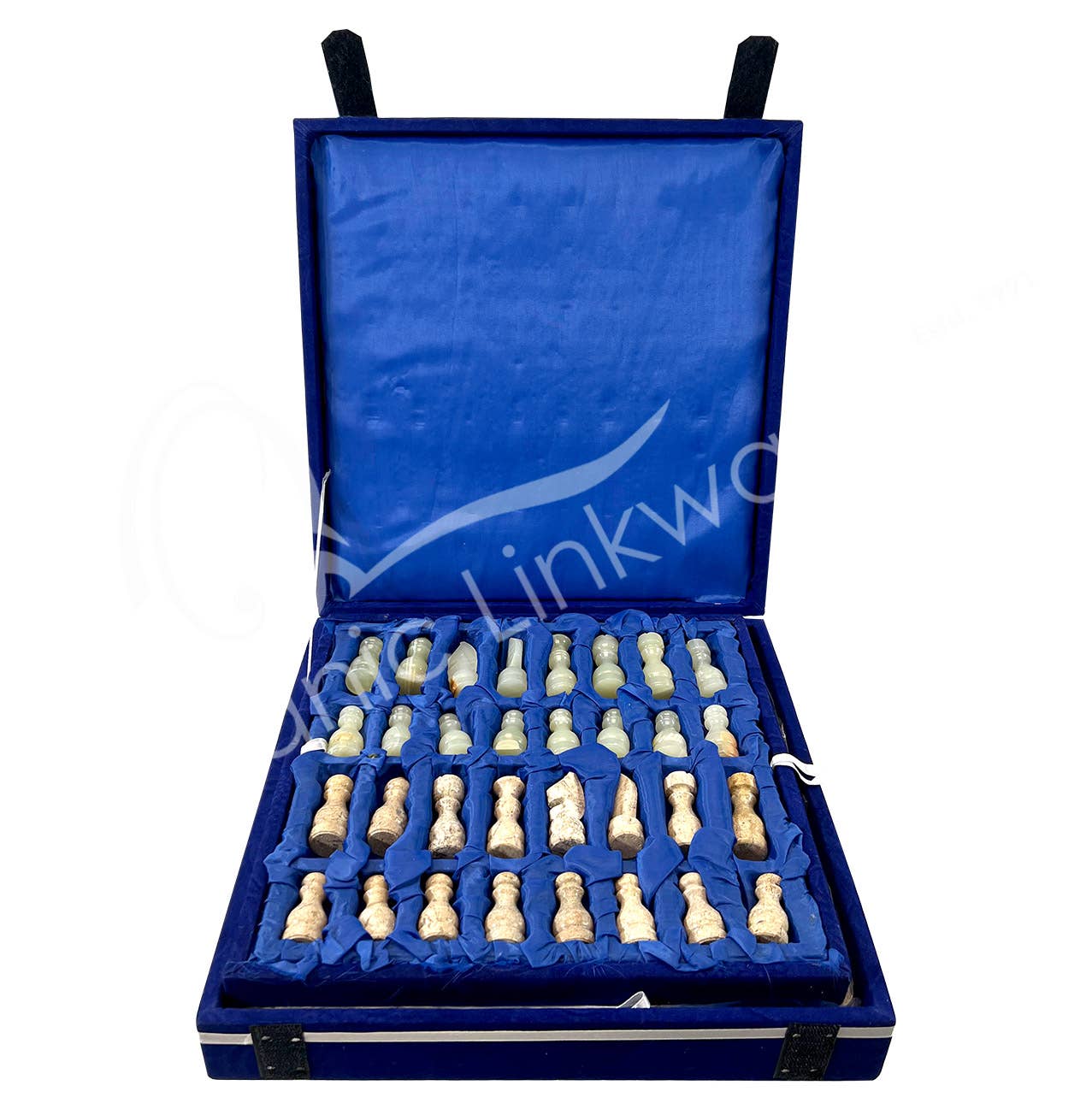 Oceanic Linkways Inc – Engroshandel Spirituelle sten og krystaller – (SKAK)SKAKSÆT - KORAL & GRØN ONYX 12 X 12"3