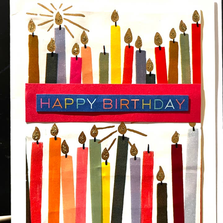 Handmade birthday candles card for wholesale by Marie's Paperie