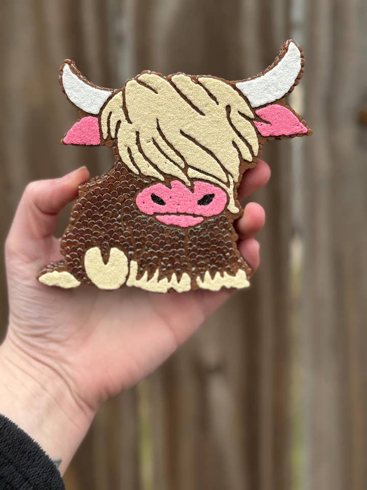 Blonde Glitter Highland Cow Freshie for wholesale by How We Cope, LLC