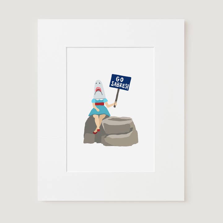 Matted Art Print, Canalside (Shark Girl) Print for wholesale by Doster Paper Co.